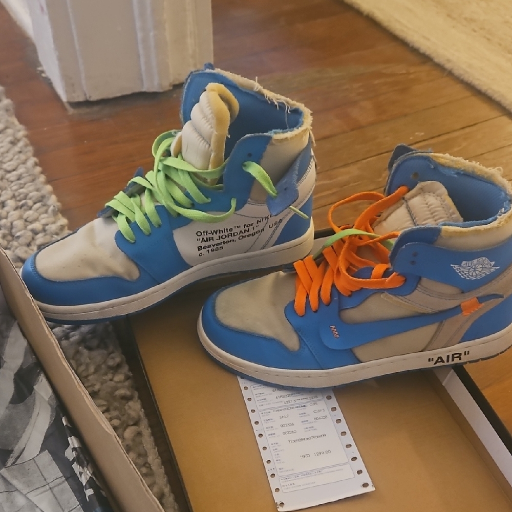 Nike High-Top Sneakers with Blue and Orange Accents